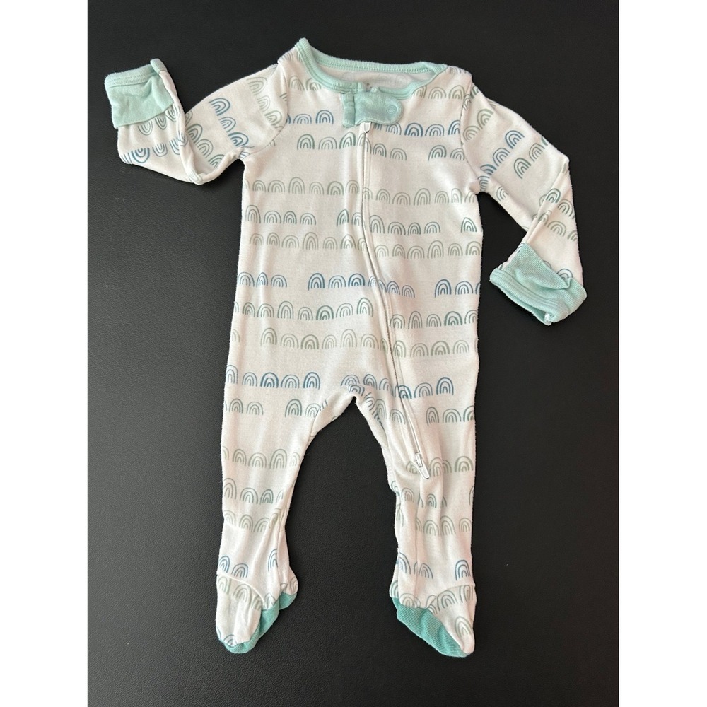 Cloud Island Newborn Blue Green Rainbow Arch Modal Blend Footed Sleeper 1354